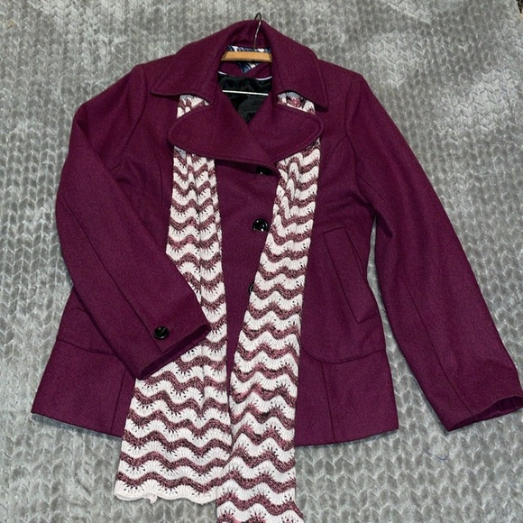 Tommy Hilfiger Purple Pea Coat Size Large.  Wool blend.  Fully lined. - Picture 1 of 8